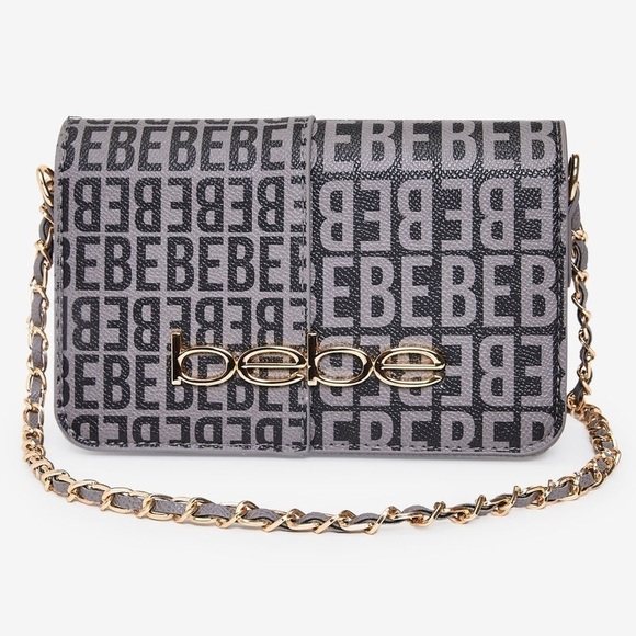 bebe Handbags - NWT Bebe Ailey Logo Print Two Tone Crossbody BG10